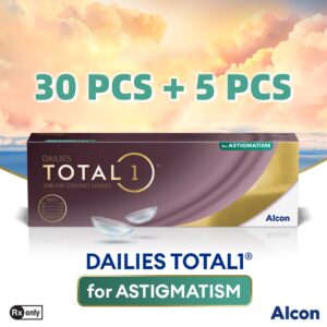 Alcon Dailies Total 1 Toric Astigmatism Daily Disposable Clear Contact Lenses (30pcs+5pcs)