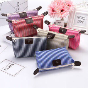 (Stripe) Makeup Travel Zip Pouch Dompet Cosmetic Beg Portable Bag Waterproof Nylon