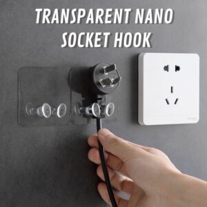 Transparent Plug Wall Mount Bracket Kitchen Wall Strong Adhesive Hook Creative Socket Hook Hanger