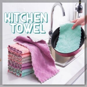 Kitchen Dish Towel Rag Non-stick Oil Double Layer Dish Washing Cloth Kitchen Cleaning Wipes 1 pcs