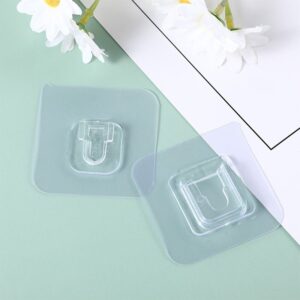 (1 PAIR) Transparent Adhesive Double-Sided Wall Hook Heavy Duty Strong Sticky Multi-purpose Hanger