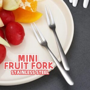 (1 PCS) Stainless Steel Fruit Fork Thick Tableware Two Tooth Small Fork Snack Dessert Cutlery Mini Fork Ice Cream Fork