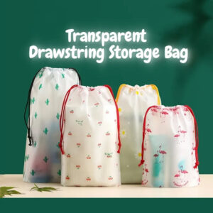 (1 PCS) Transparent Portable Drawstring Storage Bag Cosmetic Pouch Bundle Travel Pocket Matte Plastic Shoes Organizing