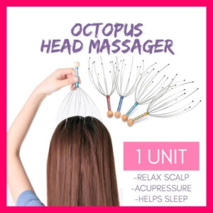 (1 PC) Octopus Head Massager Tool Stress Relieve Headache Relax Stainless Steel Claw Wooden Bead Scalp Scratch Acupoint