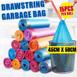 Automatic Closing Tie On Garbage  Bag Bags With Rope Easy Pull 45cmx50cm DRAWSTRING Cleaning Trash Bags Dustbin