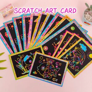 (1 PCS) Colorful Magic Scratch Art Card Kids Children DIY Dual Sided Scraping Rainbow Art Craft Coloring Paper Doorgift