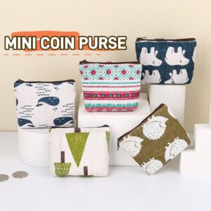 Small Canvas Coin Purse Mini Multipurpose Zip Wallet Floral Makeup Travel Bag Portable Girl Daily Easy Carry Storage Bag