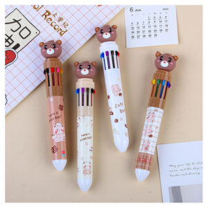 (1 PCS) 10 in 1 Cartoon Ball Pen Multi Colour Ballpoint Pens Children Kids Stationery School Supplies