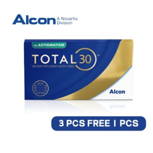 Alcon Total 30 Toric Clear Lenses Monthly Disposable Lens For Astigmatism (3pcs + 1pcs)